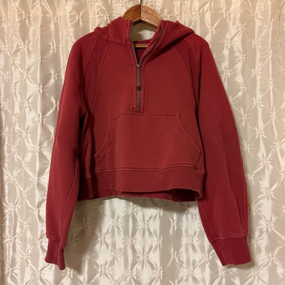 Lululemon Scuba Oversized 1/2 Zip Hoodie Sweatshirt Savannah Maroon Red Burgundy - Picture 3 of 15